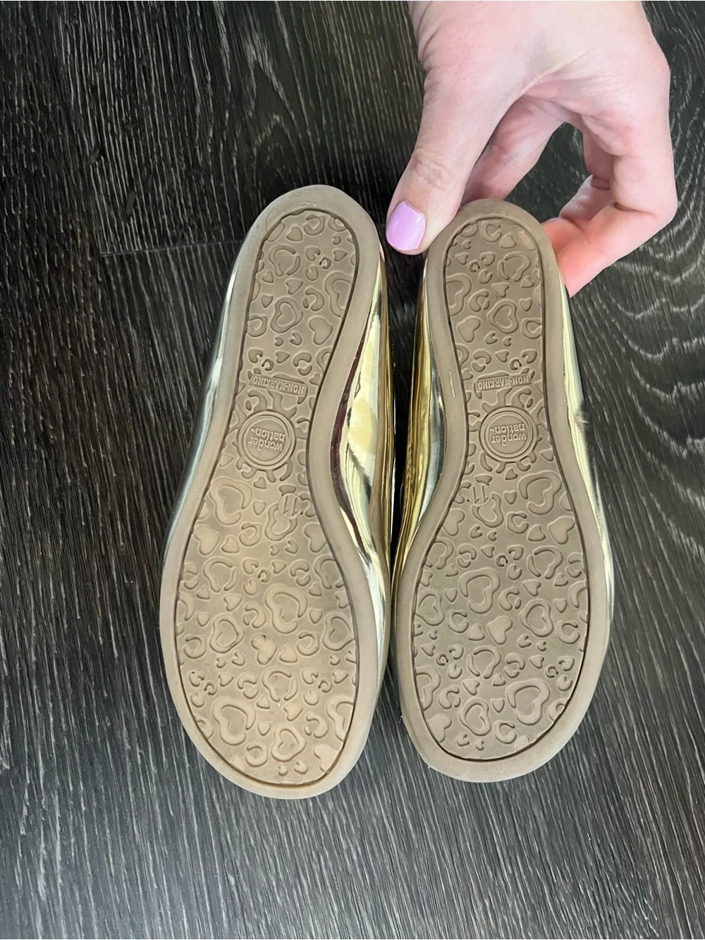 Kids Metallic Gold Ballet Flats with Bow - Wonder Nation (Size 11)